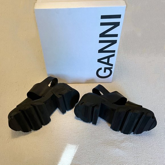 Ganni Cleated High Heel Sandal, Black, Size 9 - Picture 6 of 17